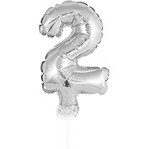 Idena 38237 - Ballon Chiffre Avec Tige, Dimensions Env. 8 X 13 Cm, Argent, Non Rempli, Adapté à L'air, Ballon Chiffre, Année De Vie, Anniversaire