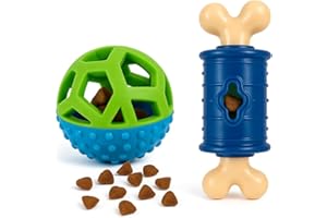 Genérico NANDSELL - Juguetes para Perros Mordedor, Interactivo Dispensador Pienso, Pelotas Perros - Huesos y Juguete Masticable, Caucho Natural, Perros Medianos y Pequeños - Cachorros Set 2 Juguetes
