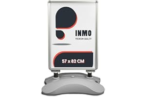 INMO Kundenstopper A1 Plakatständer silber, Werbetafel ink. Tank. Idealer Kundenstopper für innen und außen. Mobil dank Rollen ink. zwei Schutzfolien. Werbeständer, Werbeschild.