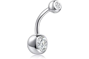 SILBERTALE Kolczyki do pępka ze srebra wysokiej próby 7,2 mm, 10 mm, 12 mm, długość sztyftu, podwójna cyrkonia, prosta górna część pod brzuchem, zakrzywiona sztanga dla kobiet mężczyzn, Cyrkonia sześcienna,