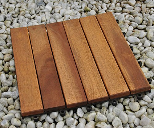 SAM® Terrassenfliese 01 aus Akazien-Holz, Einzelfliese, FSC® 100% zertifiziert, Garten-Fliese, Bodenbelag mit Drainage Unterkonstruktion, Klick-Fliesen für Garten, Terrasse, Balkon