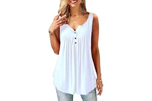 Amoretu T-Shirt Damen V-Ausschnitt Knopfleiste Bluse Solide Tunika Langarm/Kurzarm Tops