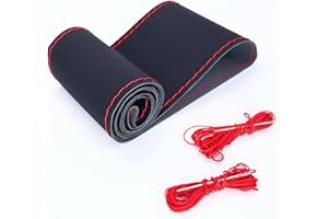 VIDSMOW Funda Volante Coche, Negro, Universal en Cuero, Funda Cosida Antideslizante y Transpirable para Volantes de 37-39 cm, Protección y Comodidad en Cada Conducción