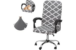 Jaotto Coprisedia Ufficio Elasticizzato,Fodere Coprisedia Girevole Ufficio Universale Lavabile Rimovibile,Coprisedia da Computer con Schienale, Copeture per Sedia da Ufficio(Geometria Grigio,Media)