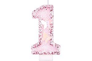 Alaoo Candele di Compleanno, Candele per Torta di 1° Compleanno, con Farfalla Candele Decorazione di Topper Torta, Candele per Torte, Decorazioni per Feste, Adatto a Ragazzi e Ragazze(Rosa-1)