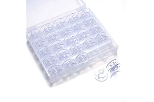 YEQIN 25 Pcs Bobbins for Sewing Machine, Sewing Bobbins with Case, Sa156 Bobbins, Bobbins Class 15, Plastic Bobbins Compatible with Brother Singer Sewing and Embroidery Machine (25 Bobbins with Box)