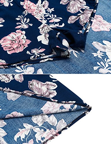 Meaneor Damen Strandkleid Sommer Blumen Drucken Jumpsuit Bodycon Kleid sexy Clubwear Overall Kurze Hose Playsuit mit Blumen - 7