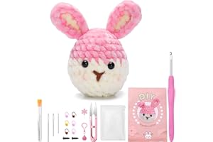 Riddur Kit de crochet pour débutants, kit de crochet, kit de bricolage pour débutants, kit de crochet chenille pour adultes, kit de démarrage pour crochet et tricot avec animaux, comprend des