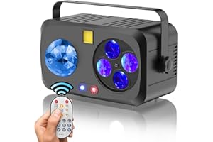 PUZILOZA 60W Luce Discoteca Bola de Luci Fiesta para Casa 4 en 1 RGB LED DMX512 Activadas por Sonido con Estroboscópicas Flash Lluminación de Escenario para DJ Bar Cumpleaños Boda