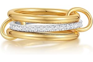 ZOERAY Bague Femme Argent Or Empilable Bagues Femmes Plaqué Or 18k Alliance Femme Argent con Zircone Bague Fiançailles Multicouche Promesse Phalange Grosse Bague Homme Bijoux Cadeau