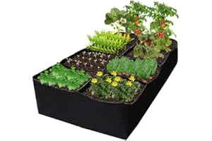MUMISUTO Huerto Urbano Terraza, 180 x 90 x 30 Cm, 8 Bancales para Huerto No Tejida para Plantas, Grandes Macetas, Bolsa de Cultivo de Tela Reutilizable, Macetero Bolsa para Tomates, Flores, Jardinera Exterior