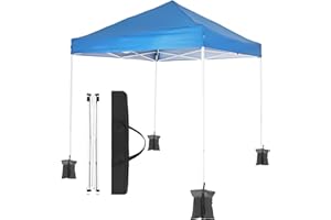 EBION Telescoping Slant Leg Outdoor Heavy Duty Pop Up Canopy Tent 10x10, Portable & Waterproof Pop Up Gazebo, Ez Up Canopy for Party, Camping, BBQ, Yard, Beach, Blue