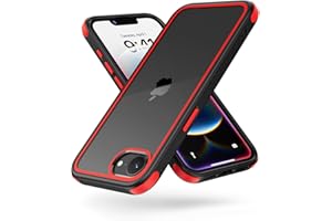 MobNano Ultra Durchsichtig Hybrid Hülle für iPhone 16e Hülle, Stoßfest Silicone Bumper Handyhülle Shockproof Transparent Fallschutz iPhone 16e Case - Schwarz/Rot