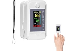 NANGILO Pulse Oximeter,Oxygen Monitor Finger Adults,Finger Heart Rate Monitor,Blood Oxygen Monitor Finger Saturation with LED Display and Lanyard - Oxygen Saturation Monitors