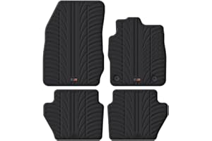 TRAVALL Rubber Car Mats (set of 4) compatible with Ford Fiesta Hatchback (2008-2017) Heavy Duty Floor Mats Moulded Premium Mats Easy Clean Black with Clips - Anti Slip All-Weather Protection
