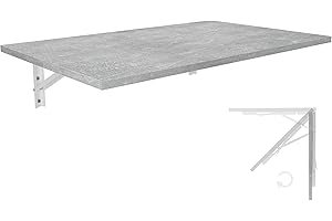 KDR PRODUKTGESTALTUNG Tavolo pieghevole a parete Piano da tavolo 80x50 cm in look cemento Tavolo da pranzo pieghevole Tavolo da cucina a parete Tavolo pieghevole a parete per l'ufficio Cucina sala da pranzo