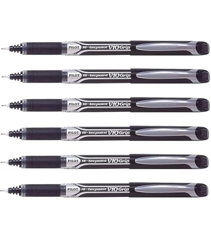 Penne Roller Pilot Hi-Tecpoint V10 Grip | Set 4 Colori (Nero, Blu, Rosso, Verde) | Punta 0.7mm | Impugnatura Gomma - Foto 2