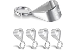 TELOOCO 4Pcs 925 Sterling Silver Necklace Clasp with Open Loop, Bails for Jewelry Making Pendant Bail Connector for Necklace Jewelry Making