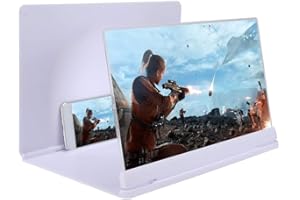 Topiky Lupa do projekcji ekranu telefonu 14 cali, uniwersalny projektor wyświetlacza do smartfona 3D wideo HD, powiększony wzmacniacz, uchwyt powiększający (biały)