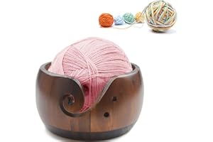 Joyeee Cuenco de Madera para Lana, cuenco de almacenamiento hecho a mano para hacer ganchillo decoración del hogar, kit de accesorios para mujeres, tazón redondo tejido de lana
