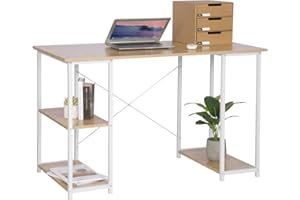 ‎WOLTU WOLTU TSB31hei biurko, stolik pod komputer, meble biurowe, stół biurowy, stół roboczy z drewna i stali, z półką, ok. 120 x 60 x 75 cm