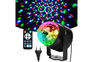 URAQT LED Disco Lights, 360 ° Obrotowy pilot Aktywowane muzyką oświetlenie imprezowe, z pilotem, 7 kolorów RGB Dynamiczny efekt świetlny, oświetlenie sceniczne Reflektory do baru, klubu (1 opakowanie)