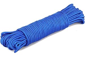 KINGLAKE Blue Nylon Cord 6mm, 30m Braided Hanging Rope - Strong Traction Tying Rope for Camping, Survival, Gardening, Bundling, Workshop, Outdoor Multipurpose Utility