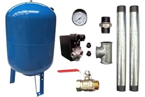 ELBI Kit Surpresseur Eau Vertical 100l - 1" avec Pressostat Et Manomètre