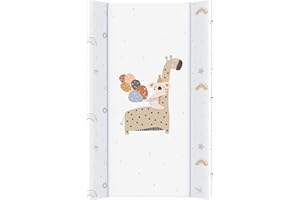 Ceba Baby Fasciatoio da Tavolo rigido 70x50 cm 80x50 cm 2 Cunei Fasciatoio da Lettino Lavabile Fasciatoio da Culla per Bambine e Bambini - giraffa 80x50