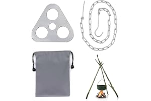 Fleymu Trepied Pour Feu De Camp Trépied De Camping En Acier Inoxydable Gril De Feu De Camp Camping Tripod Accessoire De Barbecue Avec Chaîne Réglable, pour Grill Pivotant, Bouilloire, Panier Suspendu