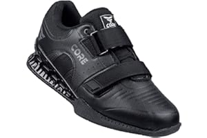 Nordcore Scarpe Sollevamento Pesi Force Black, Scarpe per Squat e Esercizi con Pesi Palestra, Calzature Olimpiche Powerlifting con Cinturino, Crossfit