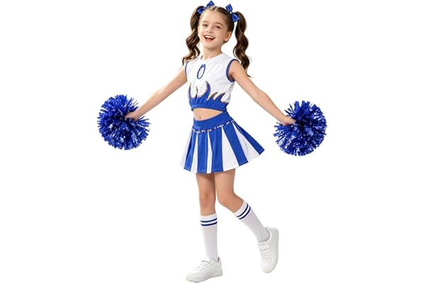 LOLANTA Costume de Cheerleader pour Filles Déguisement Uniforme de Pom-Pom Girl