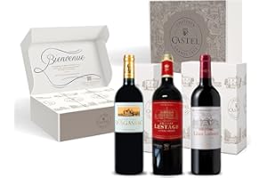 CASTEL CHATEAUX GRANDS CRUS Coffret Cadeau - Vin Rouge - Coffret Découverte Crus Bourgeois Exceptionnels - Château d'Agassac - Château Lestage - Château Lilian Ladouys - 3x75cl