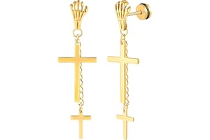 Yumilok Hommes Boucles d'oreilles Croix en Acier Inoxydable Créatifs Pendantes d'oreilles Croix de Pâques Pendante d'oreille Piercing Bijoux Fantaisie Adolescent Décoration