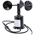 Cryfokt 3 Cups Wind Speed Sensor Anemometer, Anti Interference Replacement Wind Speed Monitoring Sensor, Strong Pressure Wind Speed Measuring Sensor for Greenhouses, Ships
