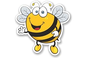 DESTINATIONVINYL 2 x 10cm/100mm Happy Bee Vinyl Sticker Decal Laptop Travel Luggage Car iPad Sign Fun #5346