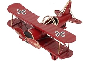Hztyyier Modello Aereo Vintage, Biplano per Aerei in Ferro battuto per Oggetti di Scena, per Bambini, Decorazioni per la casa(Rosso)