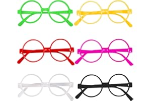 BOZILY 6 Pcs Kids Children Plastic Round Novelty Wizard Glasses, No Lenses, Dressup Glasses, Frame for Kids Adult Fancy Dress Costume Cosplay Party