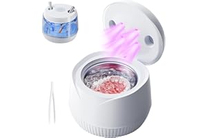SIMNOBLE Ultrasonic U-V Cleaner for Dentures, Retainer, Mouth Guard, Aligner, Whitening Trays, Toothbrush Head, 45kHz Ultrasonic Retainer Cleaner Machine for All Dental Appliances, Jewelry, Diamonds (White)