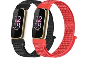 KoGiio 2 szt. Nylonowy pasek kompatybilny z Fitbit Luxe/Fitbit Luxe Special Edition, mężczyźni kobiety regulowany pasek zastępczy, pasek na rzep, sportowy oddychający, lekki pasek