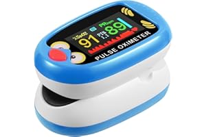 Yohcuro Paediatric Oximeter for Kids & Baby, Fingertip Pulse Oximeter for Small Fingers, Blood Oxygen Saturation, Pulse Rate Monitor, Cute Cartoon Design, USB-C Charging (Blue)