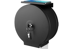 GORLARY Dispensador de Papel higiénico Jumbo Comercial, Soporte de Pared de Acero Inoxidable de 9 Pulgadas, dispensador de Papel higiénico con Llave de Bloqueo (Negro)