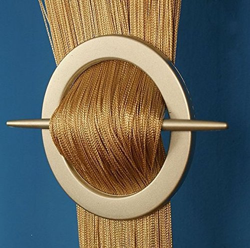 AeMBe - Spaghetti - Fadenvorhang Fadengardine Türvorhang - 150cm X 250cm - Beige / Gold - Höchste Qualität
