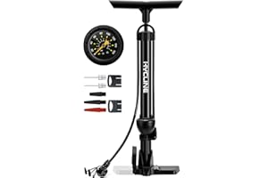 Hycline Bike Floor Pump with Gauge - 160 PSI High Pressure Bicycle Pumps - Durable Air Pump Fits Presta & Schrader Valve - Inflator for Road MTB Tire, Ball, Balloon, Inflatables