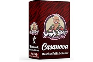 Sergejs Soap - Casanova | Festes Seifenstück 3 in 1 Seife mit 100% natürlichen Inhaltsstoffen | Duft: Sandelholz | Naturkosmetik