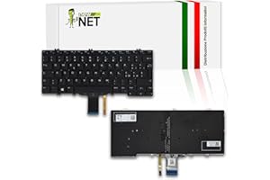 new net - Tastiera Compatibile con dell Latitude 5280, 5289, 5290, 7280, 7290, 7380, 7389, 7390 [Senza Frame - Colore Tasti Nero - Retroilluminata - Layout ITA]