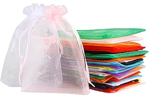 DoGeek 60 Medium Organza Gift Bags Jewelry Pouches Sheer Drawstring Pouches, Mesh Candy Favour Bag for Wedding Party Festival Game (10 x 15CM, Multicolor)