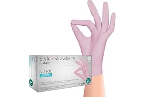 AMPRI Gants Nitrile style Poudré Taille S Fraise Lot de 100