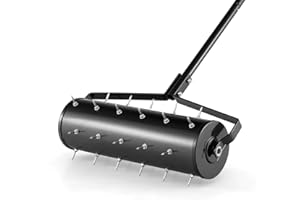SOARS Rasenlüfter Walze, Rasenbelüfter mit 3,5cm Nägeln & Stiel, Handvertikutierer befüllbar, Gartenwalze, Handwalze aus hochwertigem Metall, ideal für die Rasenpflege (s53cm Breite, 33 Nägel)