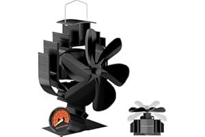Gisam Kaminventilator Ofenventilator, mit 6 Flügeln & 60° Schwenkdrehung, Ofenventilator ohne Strom Leiser Betrieb, Holzofenventilator Kamin Ventilator Ofen Ventilator, für Holz/Holzbrenner/Kamin